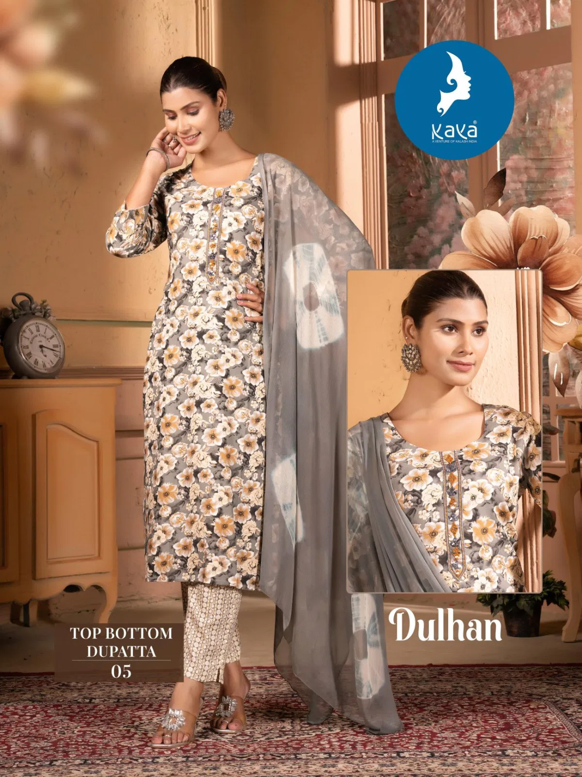 Dulhan By Kaya Rayon Printed Kurti With Bottom Dupatta Wholesalers In Delhi